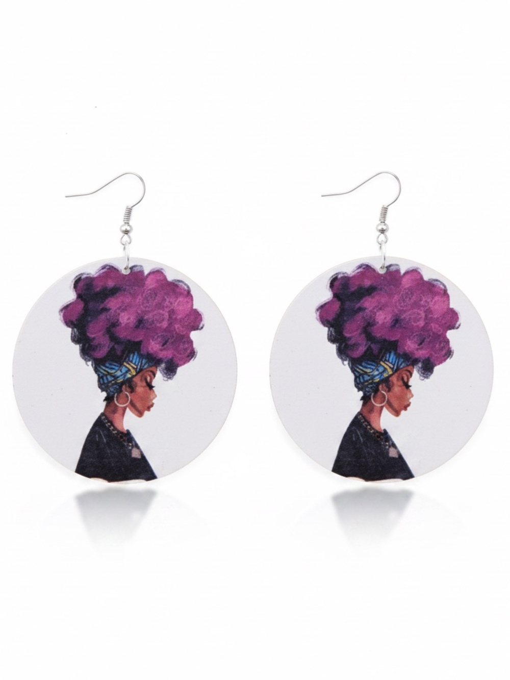 Womens Round Wood Earrings - Picture 3 of 3